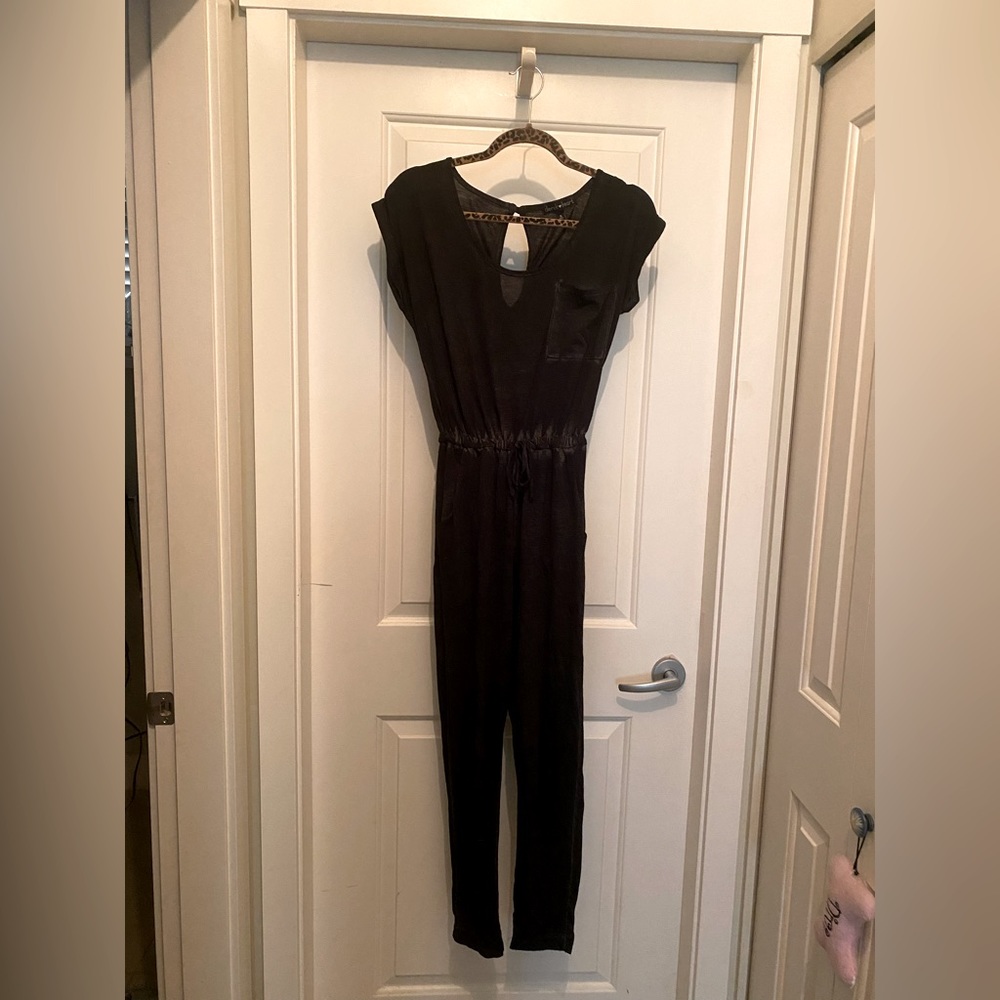 Distressed black jumpsuit